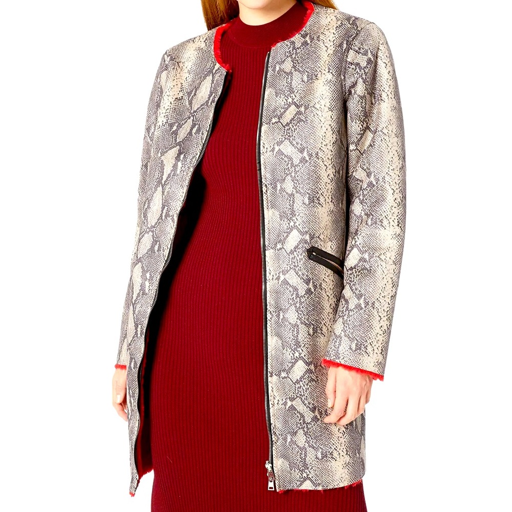 Guess Marcia coat reversible red / snake grey like new no longer in store 2 in 1